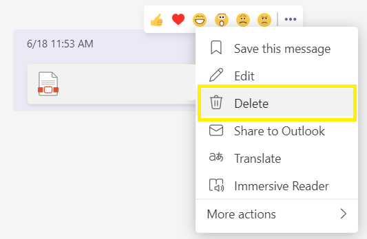 remove documents/ files Microsoft Teams chat