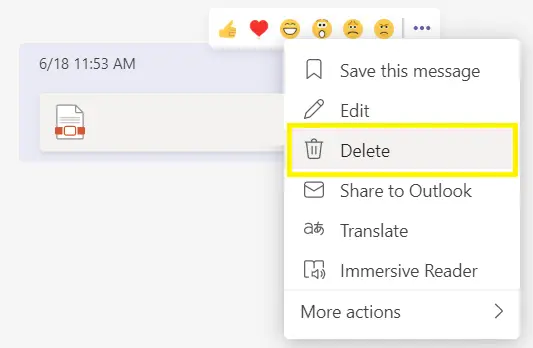 remove documents/ files Microsoft Teams chat