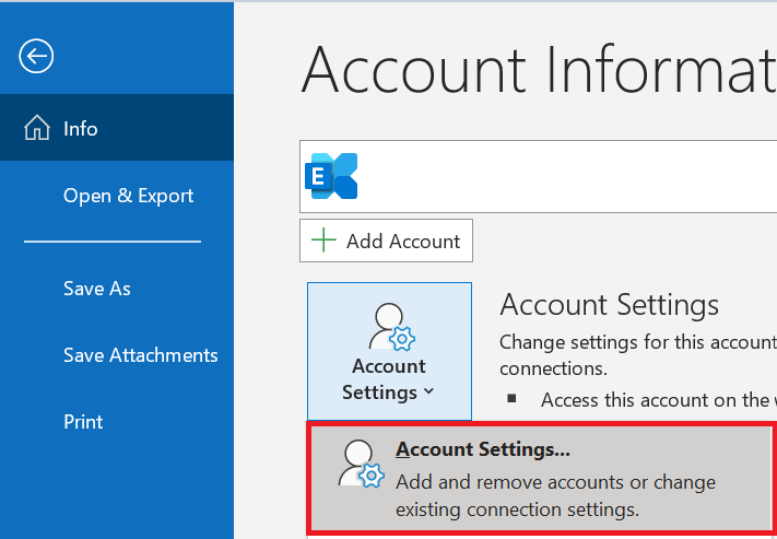 Outlook- Account Settings