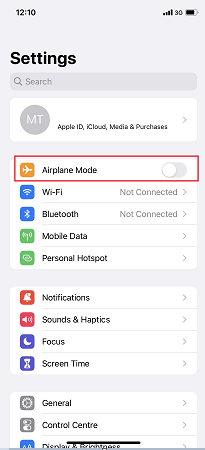 Toggle Airplane Mode in iPhone