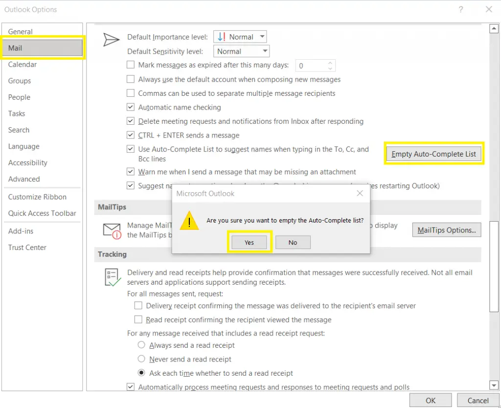 Clear cache in Outlook