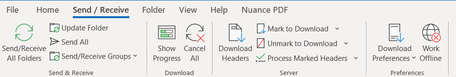 Send/Receive Option In Outlook