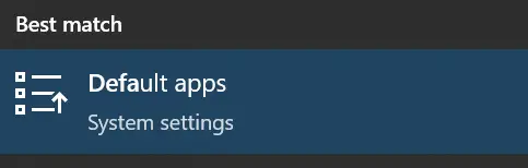 Default apps in Start