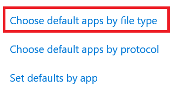 Choose default apps by file type.