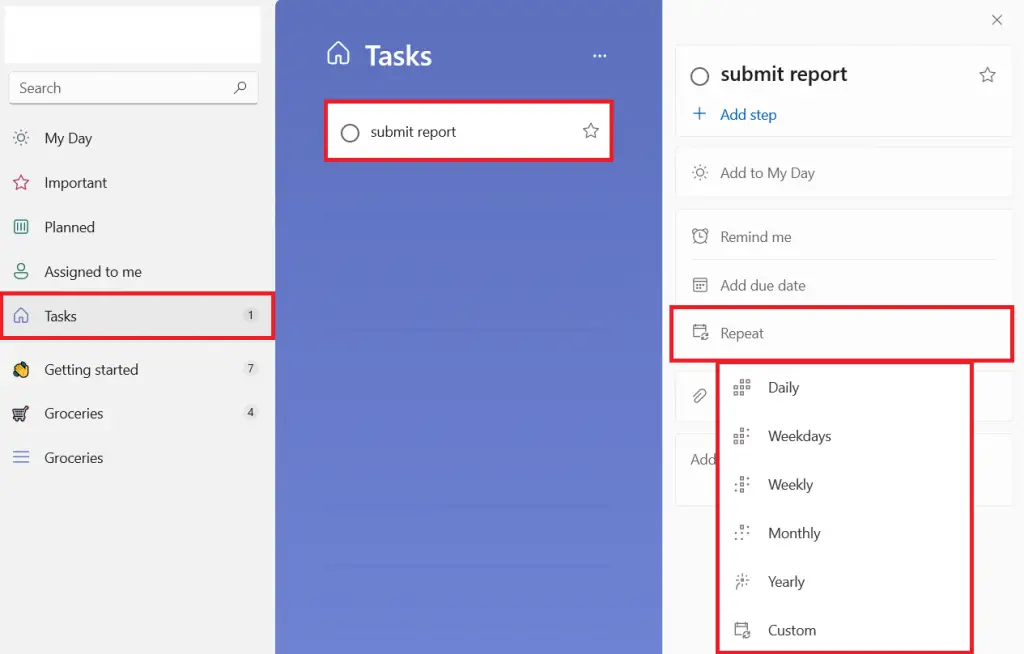 How to add recurring tasks in Microsoft To Do