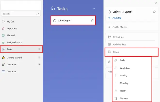How to add recurring tasks in microsoft to do investigatetech