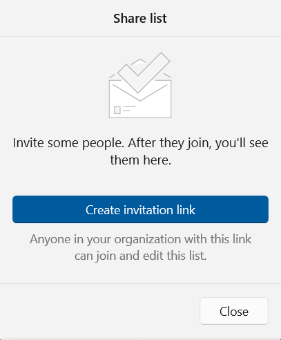 Share list in Microsoft To Do / Create Invitation Link